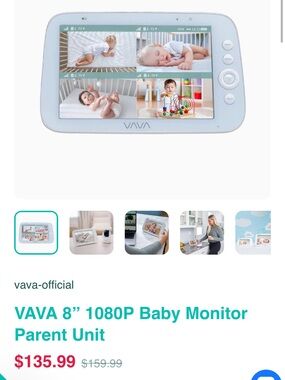 New in Box VAVA 8" 1080P Baby Monitor Parent Unit